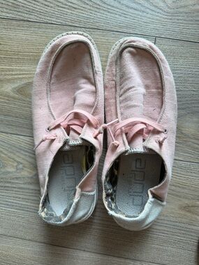 Hey Dude Women's Pink Canvas Moccasins